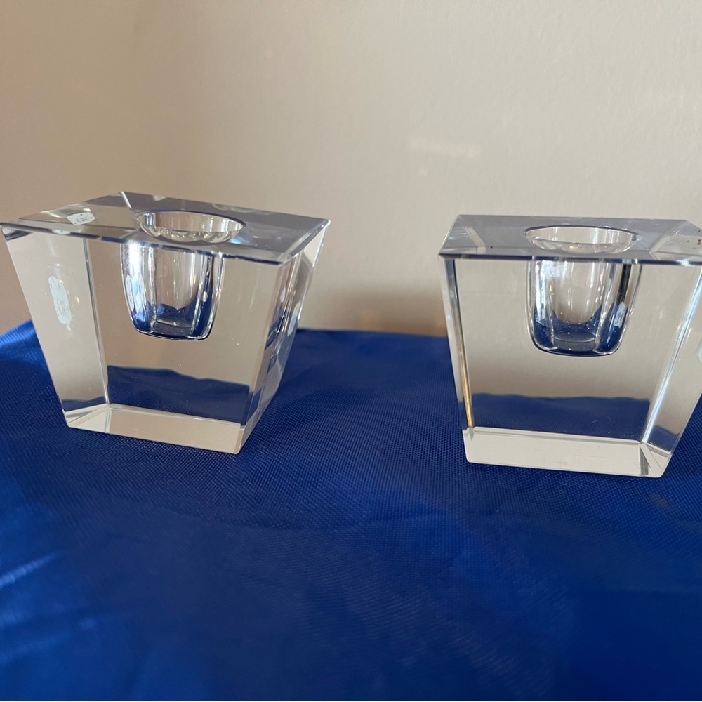 Elegant Pair of Crystal Candle Holders